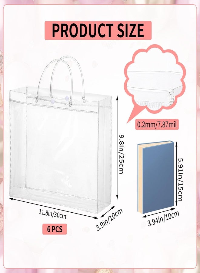 woric 6 Pack Large Clear Gift Bags with Handle, 11.8"X3.9"x9.8" Plastic Valentine's Day Bags Shopping Bag for Small Business Gifts Party Favors - Image 2